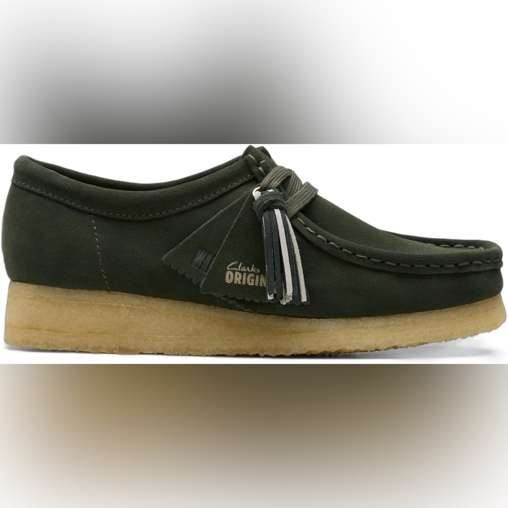 CLARKS ORIGINALS Wallabee Shoes Forest Green Suede Shoes